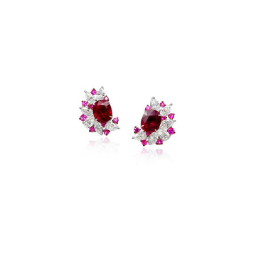 A Pair of Ruby and Diamond Earrings